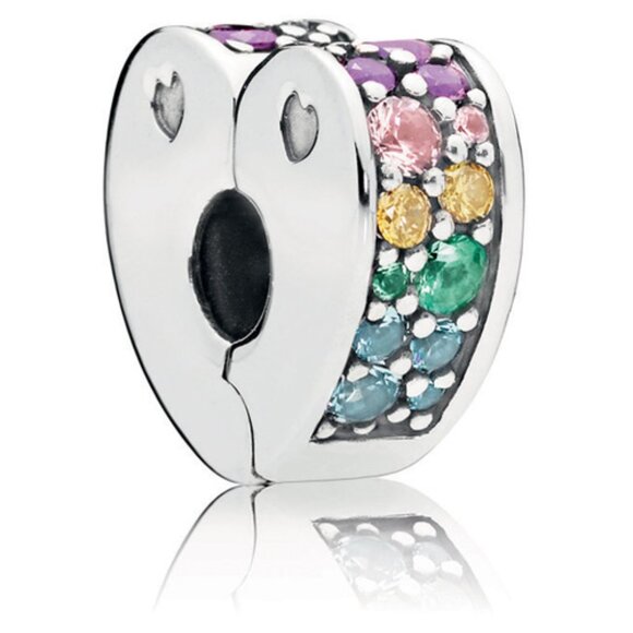 Pandora Rainbow Pave Heart Clip ONLY 3 in Stock - Picture 1 of 5